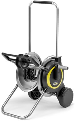 Kärcher Carrello avvolgitubo HT 5 M, compatto e mobile con base extra larga, robusto avvolgicavo in metallo, manico regolabile in altezza, nero