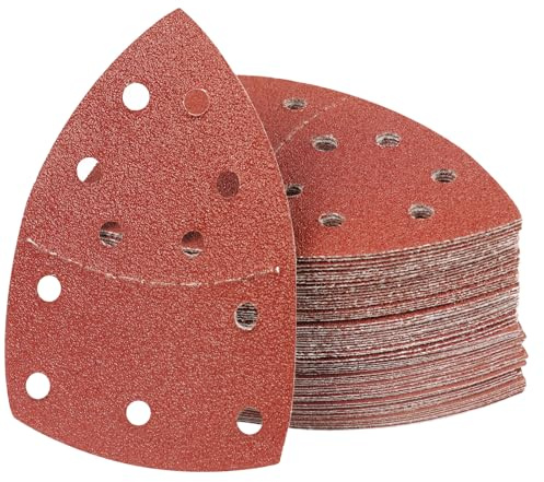 PMIQSA 80 Stück 60 Körnung Schleifpapier Dreieckschleifer Deltaschleifer | 152x105mm, Mouse Schleifpapier, Klett Schleifdreiecke, für Holzarbeiten, Metall Polieren Sch