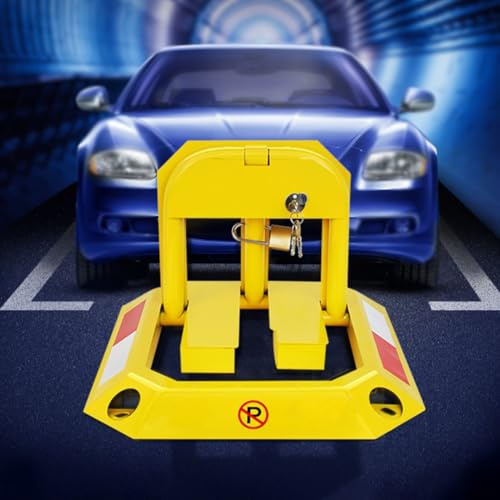 Vibeo Parkplatzsperre Abschließbarer Parkplatzblocker, Herunterklappbare Parkplatzsperre mit Schraubbefestigung, Sicherheitspoller für Private Parkplätze, Einfahrtspfahl(L)