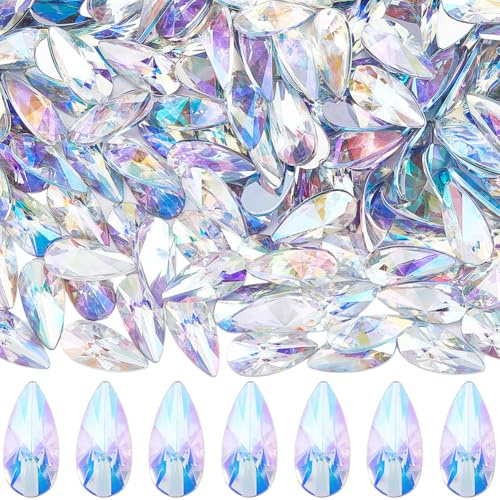 SOFPLATE 1 Box 200 Stück Tropfenförmige Kristall ab Strass Edelsteine Cabochons Klein Klar Transparent Tropfenförmig Flache Rückseite Acryl Hochzeit Lose Kunststoff Edelsteine Zum Basteln Schmuckherst