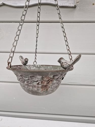Arinosa Vogeltränke Vogelfutterschale Eisen zum Hängen 23x17xH10cm + 40cm