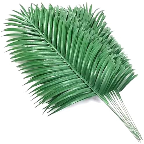 Heidouse Feuilles de Palmier artificielles 12 pcs 20x9.5 Pouces de Paume réaliste Feuilles Palmier à Faible Entretien Plante Tropicale Verte en Plastique pour Arrangement, fête, Table