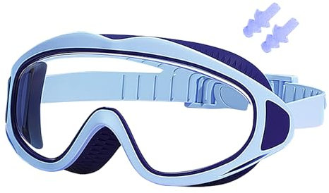 Lunettes de natation pour – Lunettes de natation pour – Lunettes de piscine avec bouchons d'oreilles étanches – Protection UV – Lunettes étanches pour sports nautiques de 2 à 16 ans