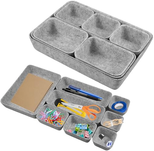 BOUTICOL 16 Stück Schubladen Organizer Filz, Drawer Organizer, Schubladen Ordnungssystem, Stapelbare Organizer Schublade, Geeignet für Schreibtisch, Frisiertisch, Büro, Nachttisch, Kleiderschrank