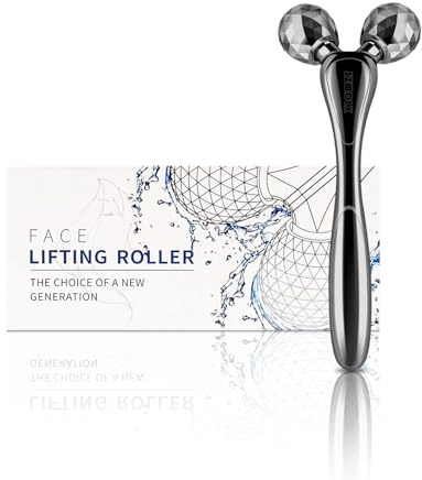 SZMDLX Gunmetal 3D Face and Body Massager Roller for Jawline Sculpting | Solid Zinc Alloy Tool with 75 Degree V-Shape Rollers for Face Contouring and Daily Body Tension