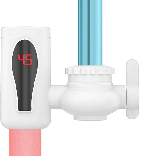 Hitburu Grifo de Agua Caliente - Calentador de Agua Instantáneo sin Tanque | Grifo Giratorio Con Pantalla Digital LED Dos Modos De Alta Eficiencia Para Lavabo Baño Cocina Pequeños Espacios Actividades