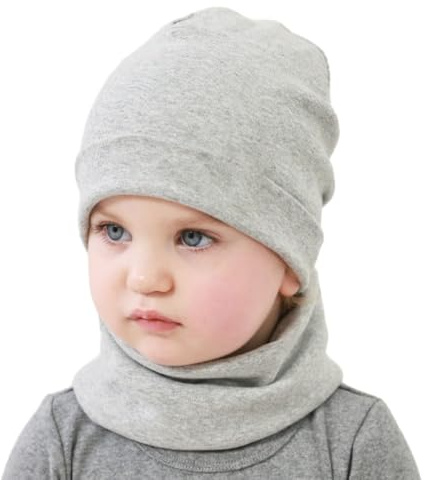 Yemlarey Kindermütze Schal Set Baumwolle Babymütze Mädchen Jungen Haube Warm Beanie Loop Schal Herbst Winter