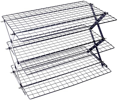 Peosaard Rejilla para Enfriar Pan, Rejilla para Enfriar Galletas, Pan Plegable de 4 Niveles, Estante de Secado de Alambre de Hierro para Hornear, Galletas, Pasteles, Asar, Asar a la Parrilla