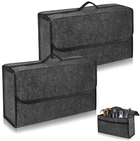 Kozdtiz Auto Organizer Toolbag, Kofferraumtasche Toolbag, Kofferraum Organizer aus Filz mit Klett Fixierung, Auto Kofferraumtasche für alle Fahrzeuge 45 x 15 x 24 cm