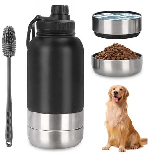 Borraccia per Cani Da Viaggio: 950 Ml Borraccia a Prova Di Perdite per Cuccioli in Acciaio Inossidabile, Tazza Da Bere Portatile per Cani Con Ciotola Rimovibile per Viaggi, Attività All'aperto