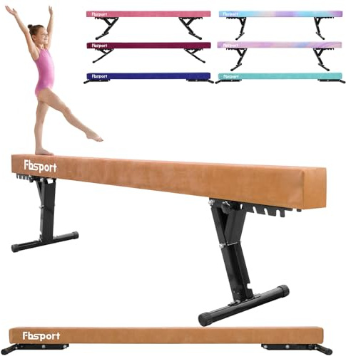 FBSPORT schwebebalken Kinder schwebebalken für zuhause schwebebalken höhenverstellbar Gymnastik Balance Beam 244CM, 5 Höhen Einstellbare High und Low Level Stabile Floor Beam Gym Trainingsgeräte