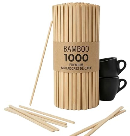 GASTROTOMI Paletinas de Bambú para Café, 1000 Unidades, 14 cm