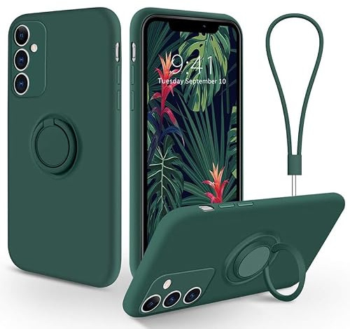 LEHEHE Skal för Samsung Galaxy S26 Plus / S26+, Silikon TPU Mobilskal med 360° Roterande Ringhållare Stöd Handledsrem Kompatibelt med Magnetisk Bilhållare Stöttåligt Skyddsskal-Grön