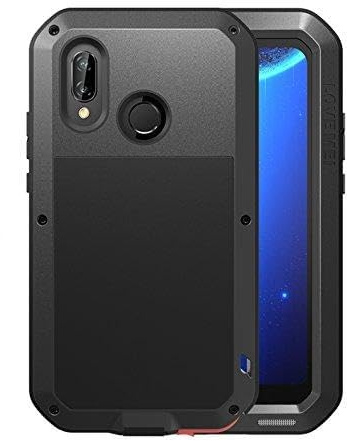 LOVE MEI Huawei P20 Lite Hülle,Armor Tank Hybride Heavy Duty Aluminium Metall Wasserdicht Staub/Schmutz/Schnee Proof Stoßfest Cover Fall für Huawei P20 Lite 5.84 Zoll (Huawei P20 Lite, Schwarz)