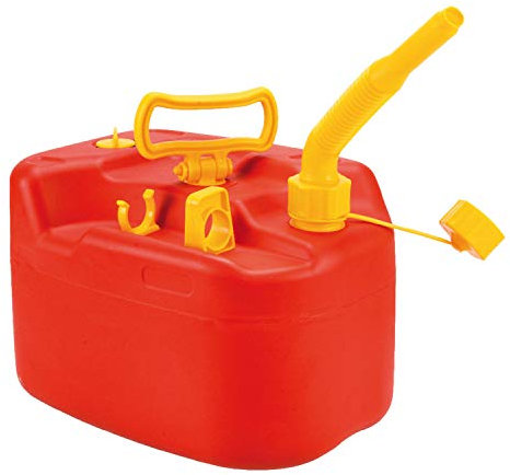 SOS Fuel – 10LT tanica Emergenza Benzina idrocarburi da 10 Litri impilabile e Omologata Un con Maniglia roteabile e prolunga a Soffietto, plastica, Rosso