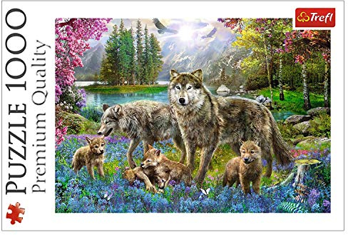 Trefl, Puzzle, Familia de Lobos, de 1000 Piezas, Lobos en el Bosque de Fondo, Manda de Lobos, Plantas, Paisaje boscoso, Rompecabezas DIY, Pasatiempo Creativo, Regalo, Diversión