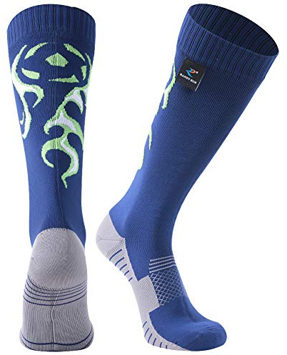 RANDY SUN Waterproof Football Soccer Socks, Men's Golf Wading Kayaking Boating Water Sports For Water Athlete,Extinguishing Socks For Firefighters,1 Pair-Blue-Knee Length,Large