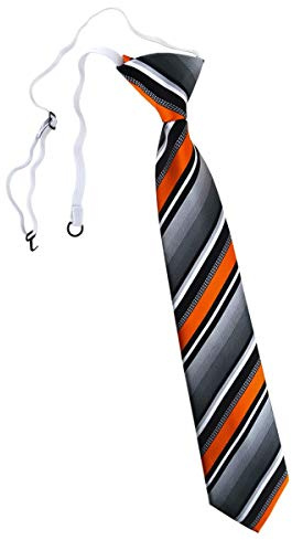 TigerTie Corbata infantil a rayas – corbata preatada con goma elástica, Naranja, plata, gris, blanco, ca. Länge 37 cm (incl. Knoten), Breite 7 cm
