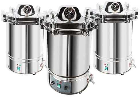 hzexun Autoclave Edelstahl-Dampfsterilisator Sterilisation Schrank Edelstahl für zahnärztliche medizinische Geräte (Zeiteinstellung,18L)