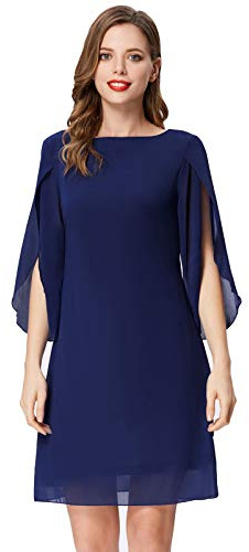 GRACE KARIN Robe Élégante Femme Couple Ample Tissu à Paillettes Manches Longues Légère de Cocktail pour Soirée