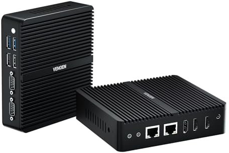 12th Mini PC sans Ventilateur W 11 Pro, Celeron J6412, Barebone, 2 * HD, DP, 3 écrans, Dual Lan, 2xRS232 COM, USB3.0, Wifi double bande, BT, ordinateur de bureau Kleiner, Auto Power On, Office PC