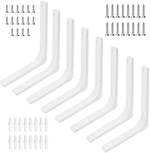 8Pcs Equerre de Metal Etagere Fixation Murale Blanche, Support Etagere en fer Murale Fixation Invisible Charge Lourde, 150 * 125 * 20mm Support Étagère Mural pour Étagère Cuisine (150 * 125 * 20mm)