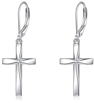 YAFEINI Kreuz Ohrringe Sterling Silber Opal/Türkis Kreuz Baumeln Tropfen Ohrring Kreuz Schmuck Geschenke für Damen
