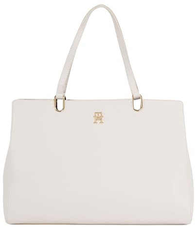 Tommy Hilfiger Damen Tasche TH Timeless Satchel mit Innentaschen, Beige (Weathered White), Einheitsgröße