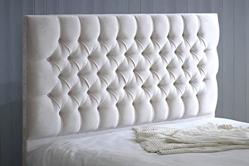 luxisleepltd Colchester 26 inches Headboard in plush velvet,3FT 4FT 4FT6 5FT,6FT with buttons (Cream Plush Velvet, King,/5ft,/152cm)