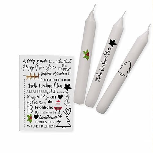 Kerzen Sticker Weihnachten-Kalender | Kerzenfolie | Kerzentattoo | Bastelset für Kerzen | Weihnachtsgeschenk | Kalender | Geschenk | Basteln | Sprüche (DIN A6, 0 Kerzen)