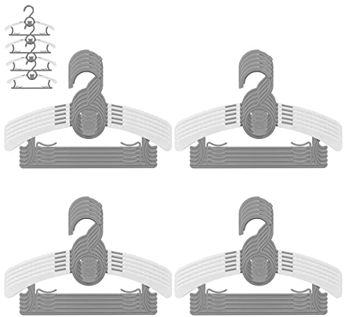 Mitwachsende Kleiderbügel Kinder, 20 Stück Kunststoff Babykleiderbügel Antirutsch, 28-36cm Ausziehbare Kinderkleiderbügel mit Hosenständer für Baby- und Kleinkind-Kleidung(Grau)