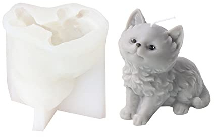 Xidmold 3D Cat Candle Soap Mould Cat Silicone Mold for Fondant, Chocolate, Cake Decor, Polymer Clay, Plaster Ornament, Resin Art (Cat)