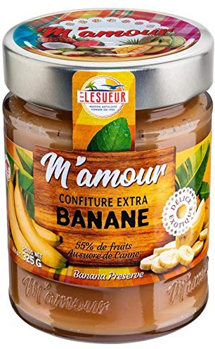 M'AMOUR Confiture de Bananes Faite à la Main, Délicieuse et Gourmande en Pot Verre 325g, Savourez la Saveur Créole de l'Epicerie Salée - Le Lot De 3