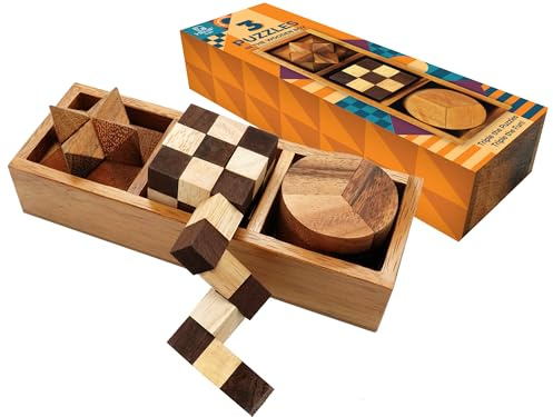BSIRI Ensemble de puzzle 3 en 1 – Casse-tête stimulants et puzzles 3D pour adultes, jeux emboîtables pour test de QI, idéal pour la décoration de terrasse et cadeau unique pour Noël et anniversaire