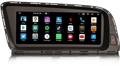 Android 14 [4Go+64Go] 8 Core Autoradio stéréo pour Audi Q5 2009-2016 Support GPS Navi Carplay IPS écran Tactile WiFi 4G Dab+ DVR Bluetooth 5.0 DSP