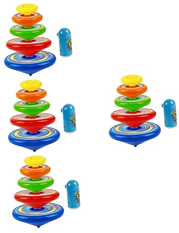 Abaodam 4sätze Rotierendes Gyros Spielzeug Leuchtende Farben Mit Kreisel Und Launcher Handkreisel Für Junge Mädchen Fördert Hand-Augen-koordination Und Kreativität Geeignet Für