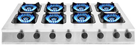 Cuisinière à gaz commerciale 4 brûleurs LPG/NG double combustible – Acier inoxydable encastrable avec boutons droits – Allumage électronique pulsé – Convient pour un usage domestique et professionnel