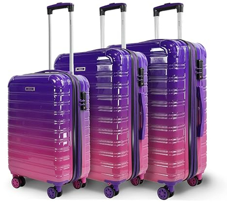 Blade Kofferset 3 Teilig Erweiterbar - Hartschalen Koffer Trolleys - Leichter Rollkoffer Handgepäck aus ABS+PC mit TSA Schloss - 4 Spinner Räder Koffer - 3er Reisekofferset (Lila-Set)