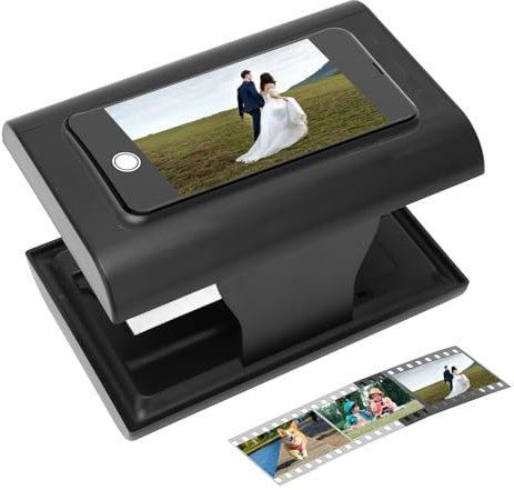 Mobile Film Scanner, 35mm Portatile Pieghevole Scanner Diapositive e Negativi, Smartphone Foto Scanner con Retroilluminazione a LED per Viaggio, Famiglia