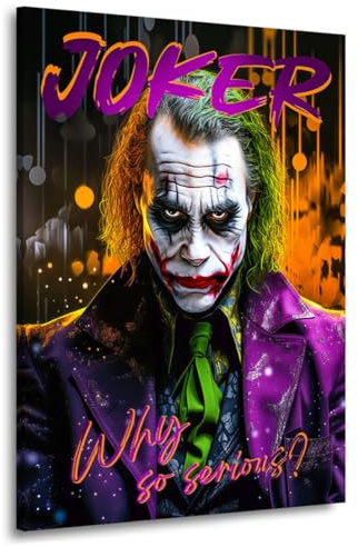 Kunstgestalten24 | Joker Why so serious Wandbild Kunst Modern Bild auf Leinwand | Leinwandbilder XXL Wohnzimmer | Leinwandbild | Bilder | Bild Leinwand XXL | 60x80x2cm