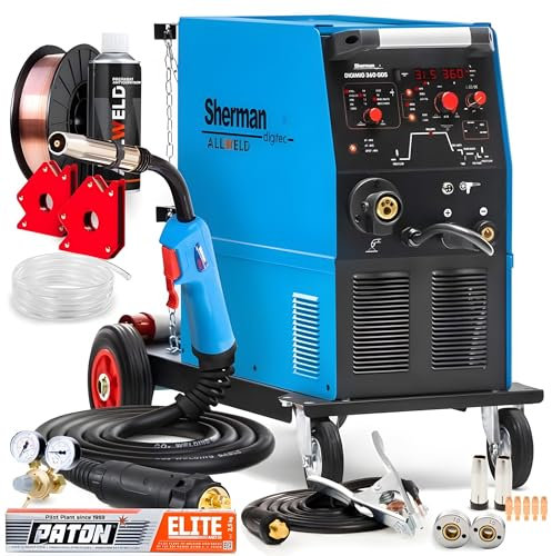 Sherman DIGIMIG 360 GDS 400V - Soldador Inverter Profesional con Gas 360A - Sinergia y 4 Rodillos - Soldadura: MIG/MAG, TIG, MMA - Soldadura por puntos - Antorcha Spool Gun - Set Basic