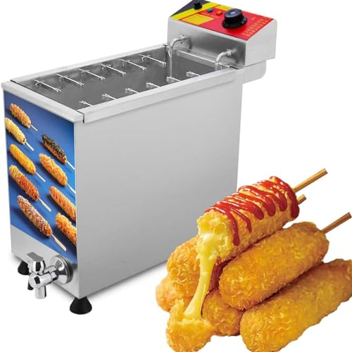 Corn Dog Fryer 25L Commercial Cheese Hot Dog Sticks Maker Machine Cheese Hot Dogs Sticks Frying Machine for Restaurant, Store, Home