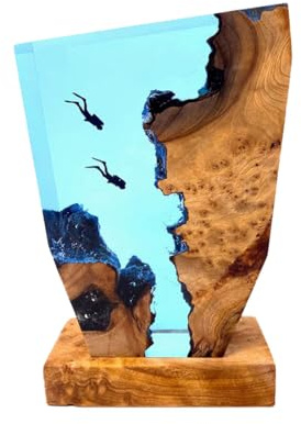 VISIOLEX Table Lamp, Resin Bedside Lamp, Ocean Lamp, Home Decor, Decorative Artist Home Office Bedroom Decoration Gift (6 * 4 inch)