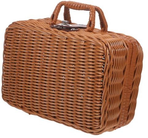 CAXUSD Caja De Almacenamiento Tejida a Mano Gran Capacidad Ratán Sintético Retro