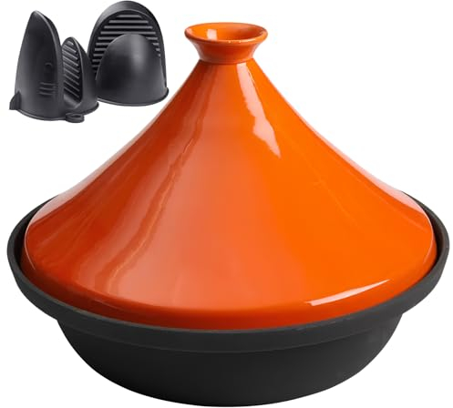 DYHQQ Emaillierte Tajine, Keramik-Auflauf Keramiktopf Kochtopf Antihaftbeschichtete Runde Tajine Mit Hitzebeständiger Keramikdeckel