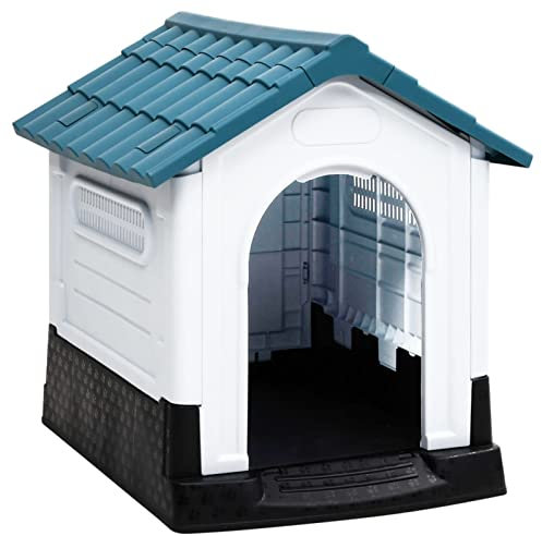 Homgoday Dekoration für Möbel, Hundehaus Blau 57 x 68 x 66 cm aus Polypropylen Möbel für den Innen- und Außenbereich für Wohnzimmer Büro