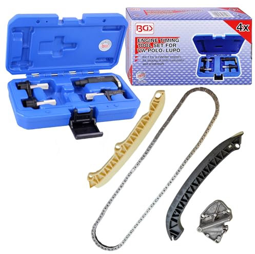 BESTPRICE Steuerkettensatz für Nockenwelle & BGS Einstellwerkzeugsatz Kompatibel mit SEAT IBIZA 3 (6L1); SKODA FABIA 1 (6Y2, 6Y5, 6Y3), 2 (542); VW FOX Schrägheck (5Z1, 5Z3, 5Z4), POLO (9N_, 9A_)