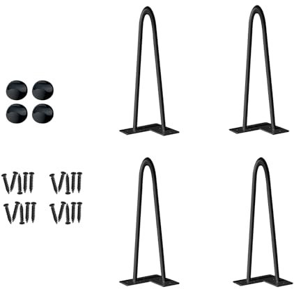 AufuN 4er Set Haarnadel Tischbeine 30cm Metall Hairpin Leg Austauschbare Tisch &Schrank Beine Haarnadelbeine Tischgestell aus Stahl mit Bodenschoner und Schrauben Verfügbar für Schreibtisch Esstisch
