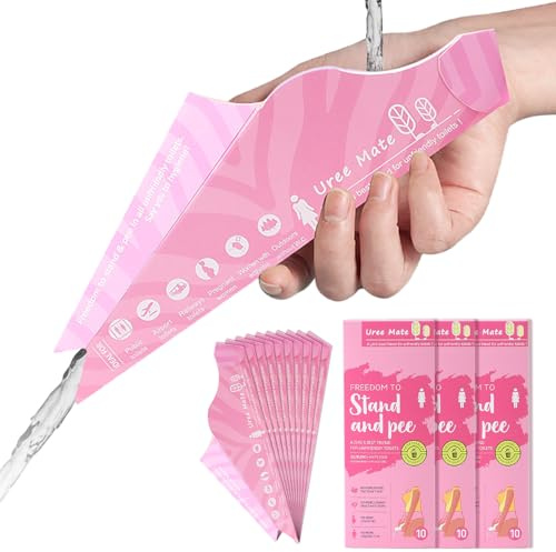 Geoyien Pisse Debout Femme, Entonnoir Urinaire Femelle Jetable, Rose, 30 Pièces
