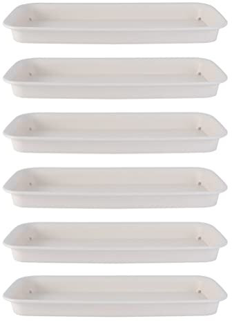 Operitacx Lot de 6 Pots de Fleurs Rectangulaires avec Soucoupes Bacs D'Égouttement pour Rebord de Fenêtre en Plastique Respirant Récupérateur d'eau pour Pots de Fleurs Succulentes